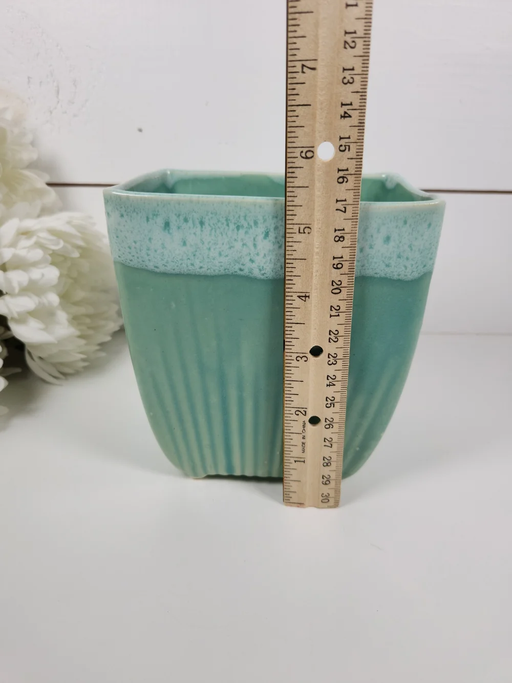 Vintage Upco USA 34 Seafoam Green Pottery Vase | Mid Century Planter | Retro